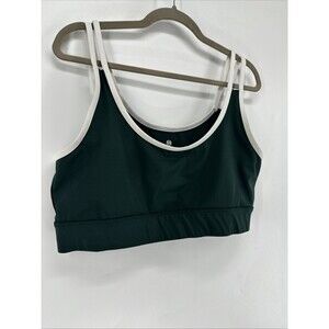Stretch The Rules Sports Bra Green White Trim Sz XL